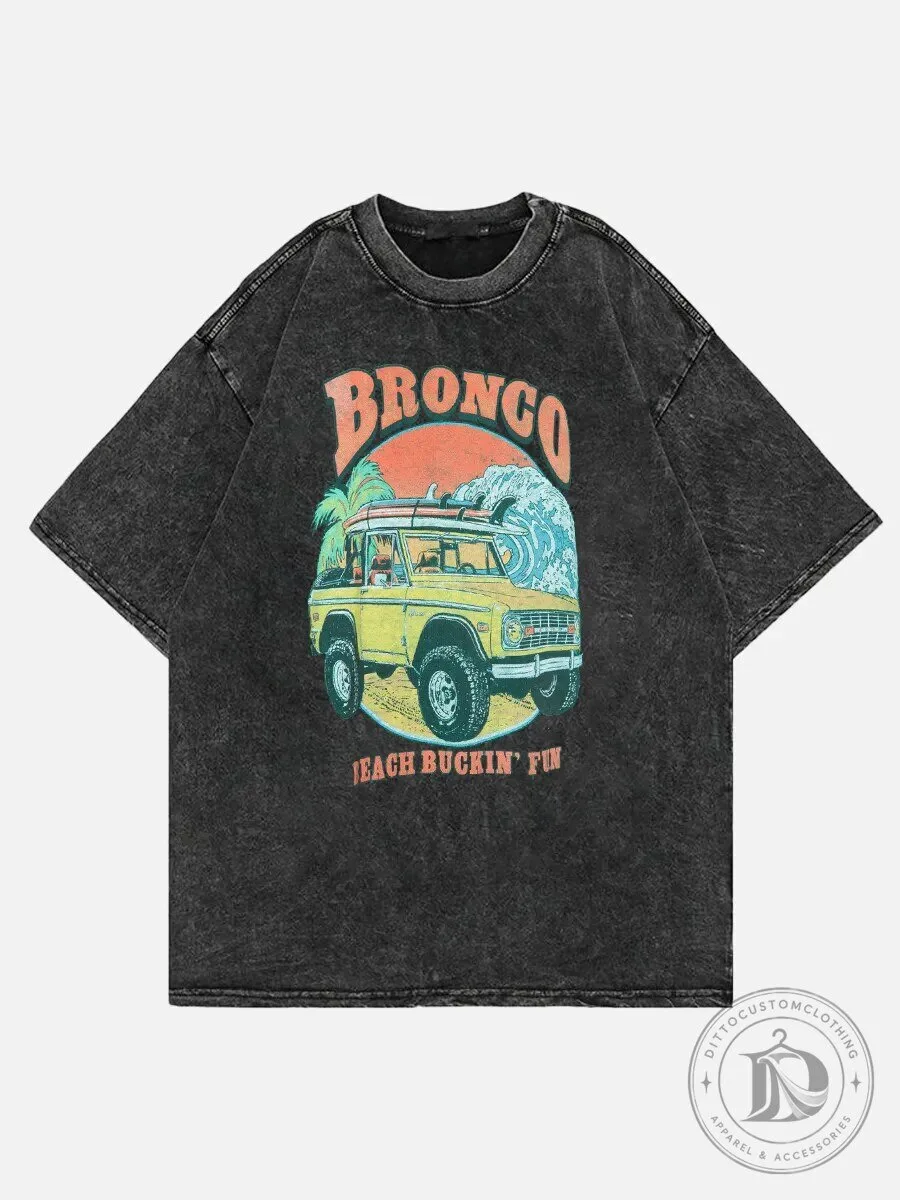 Ford Bronco Beach Buckin' Fun Vintage Washed Graphic T-Shirt