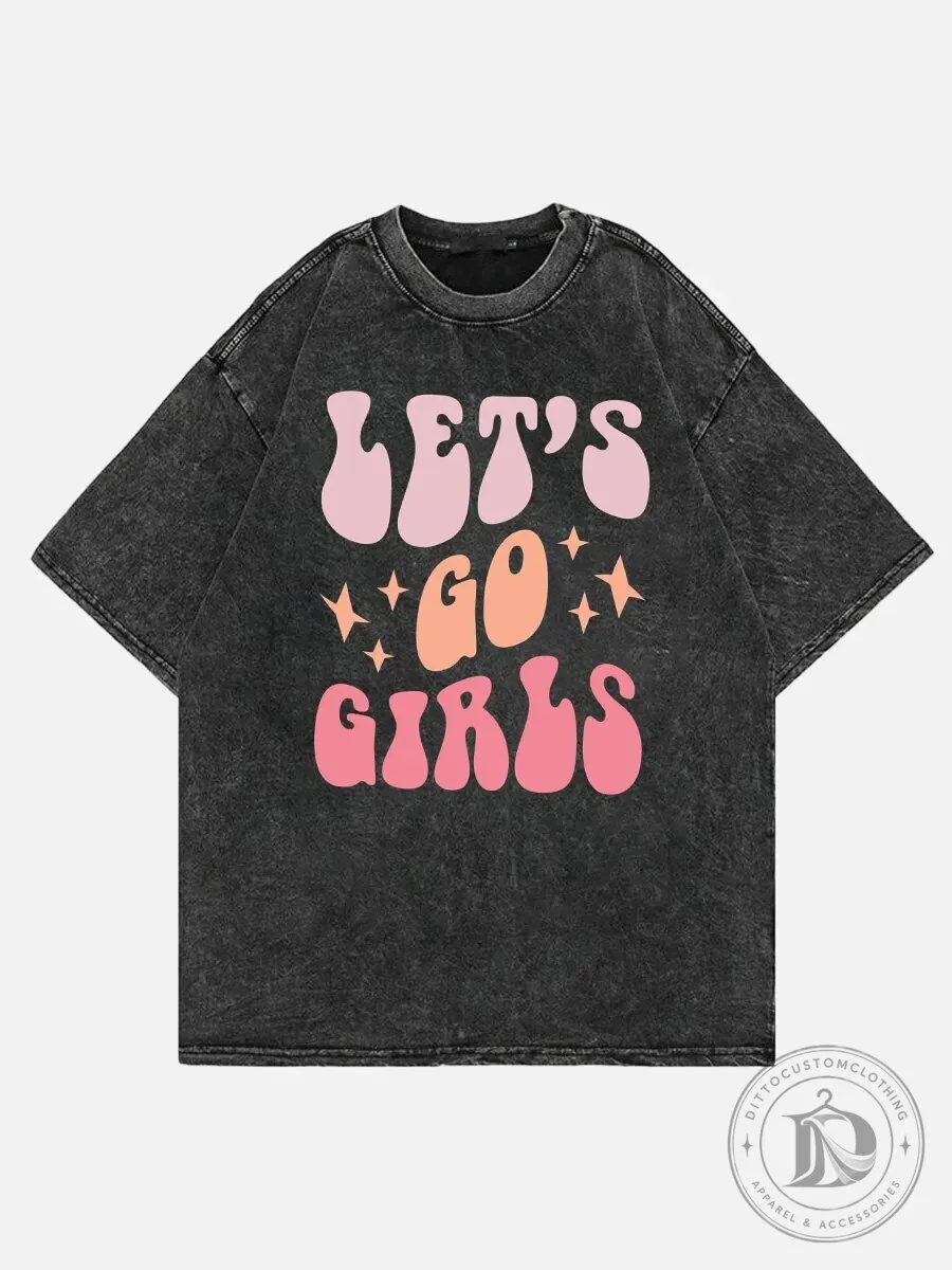 Let's Go Girls Groovy Retro Washed Black Graphic T-Shirt 1 Let's Go Girls Groovy Retro Washed Black Graphic T-Shirt