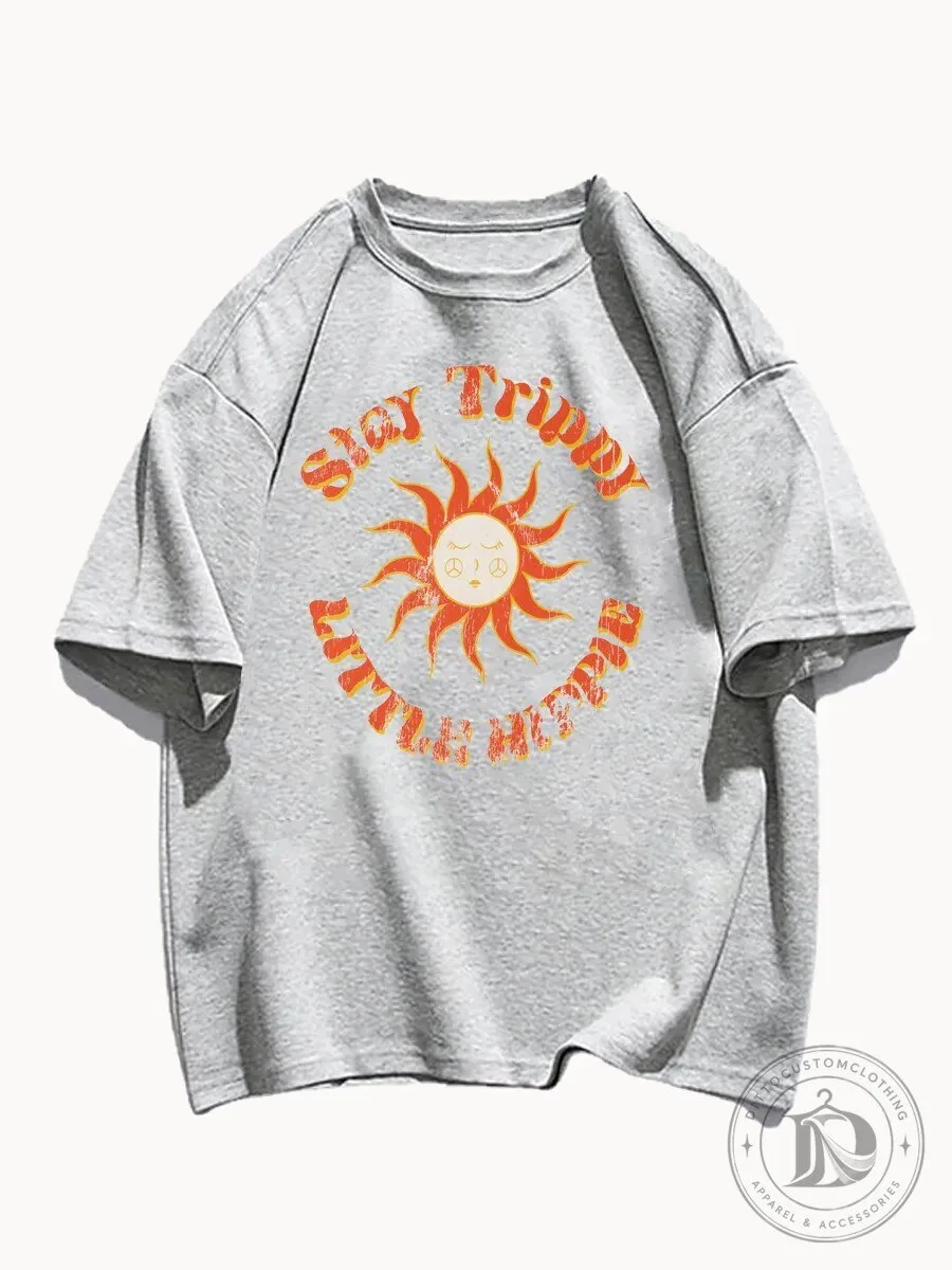 Stay Trippy Little Hippie Retro Sun Graphic T-Shirt