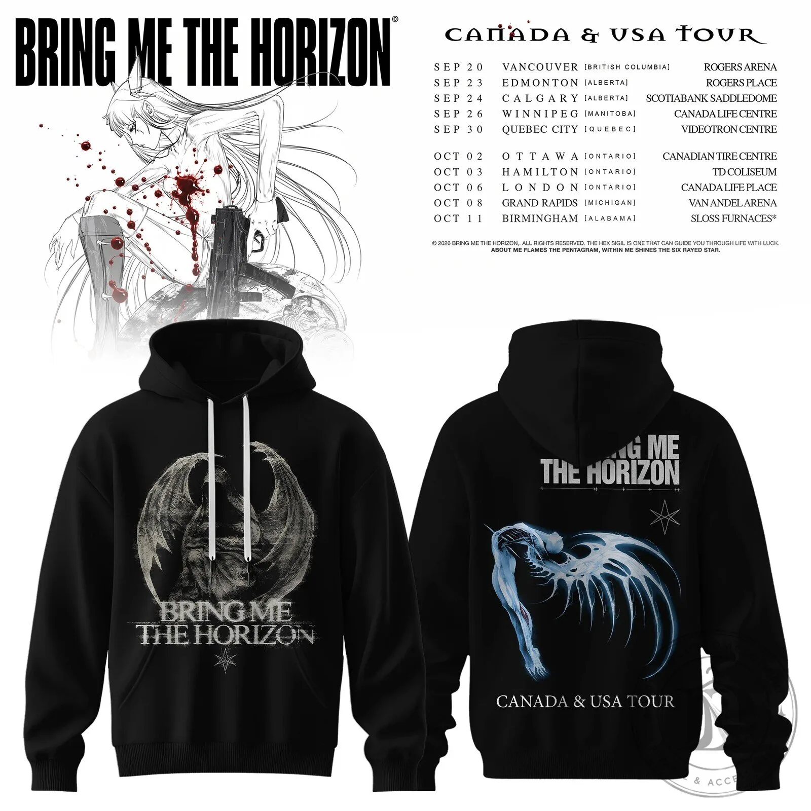 Bring Me The Horizon Canada USA Tour Black Hoodie