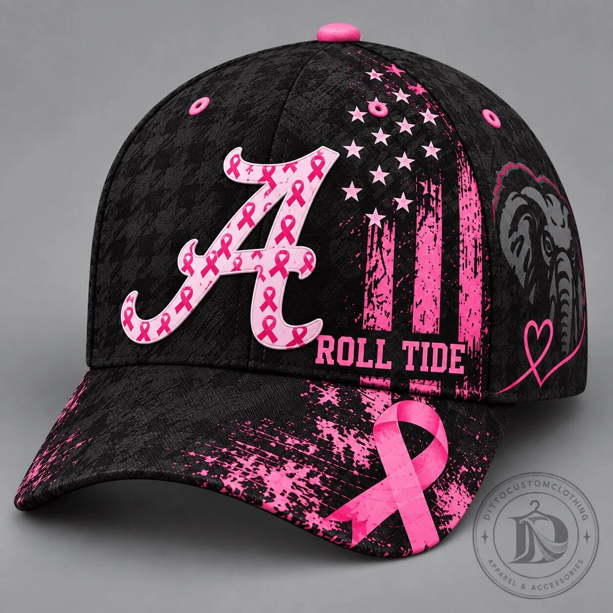 Alabama Crimson Tide Breast Cancer Awareness Pink Ribbon Baseball Cap Hat