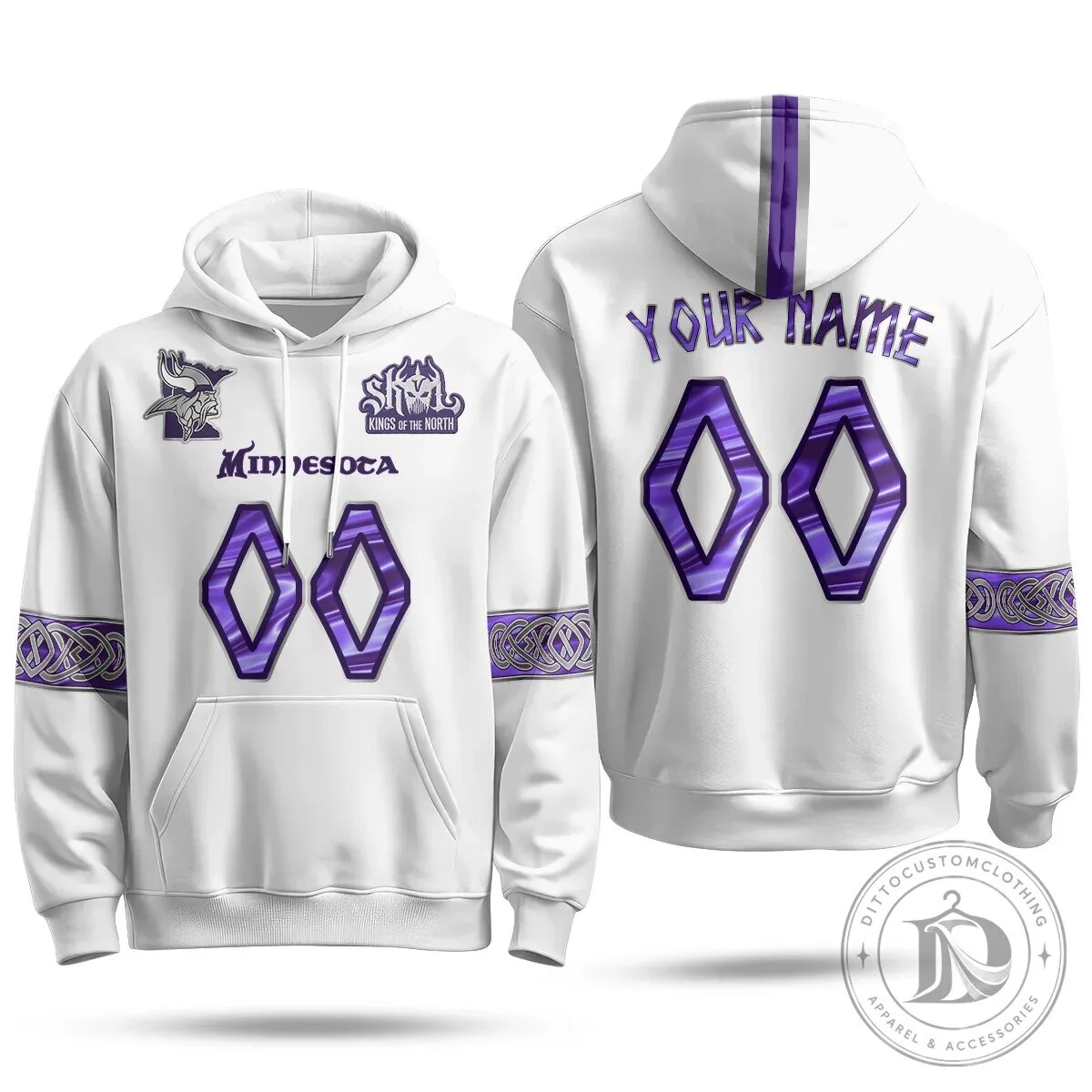 Minnesota Vikings Kings of the North Custom Name and Number Hoodie