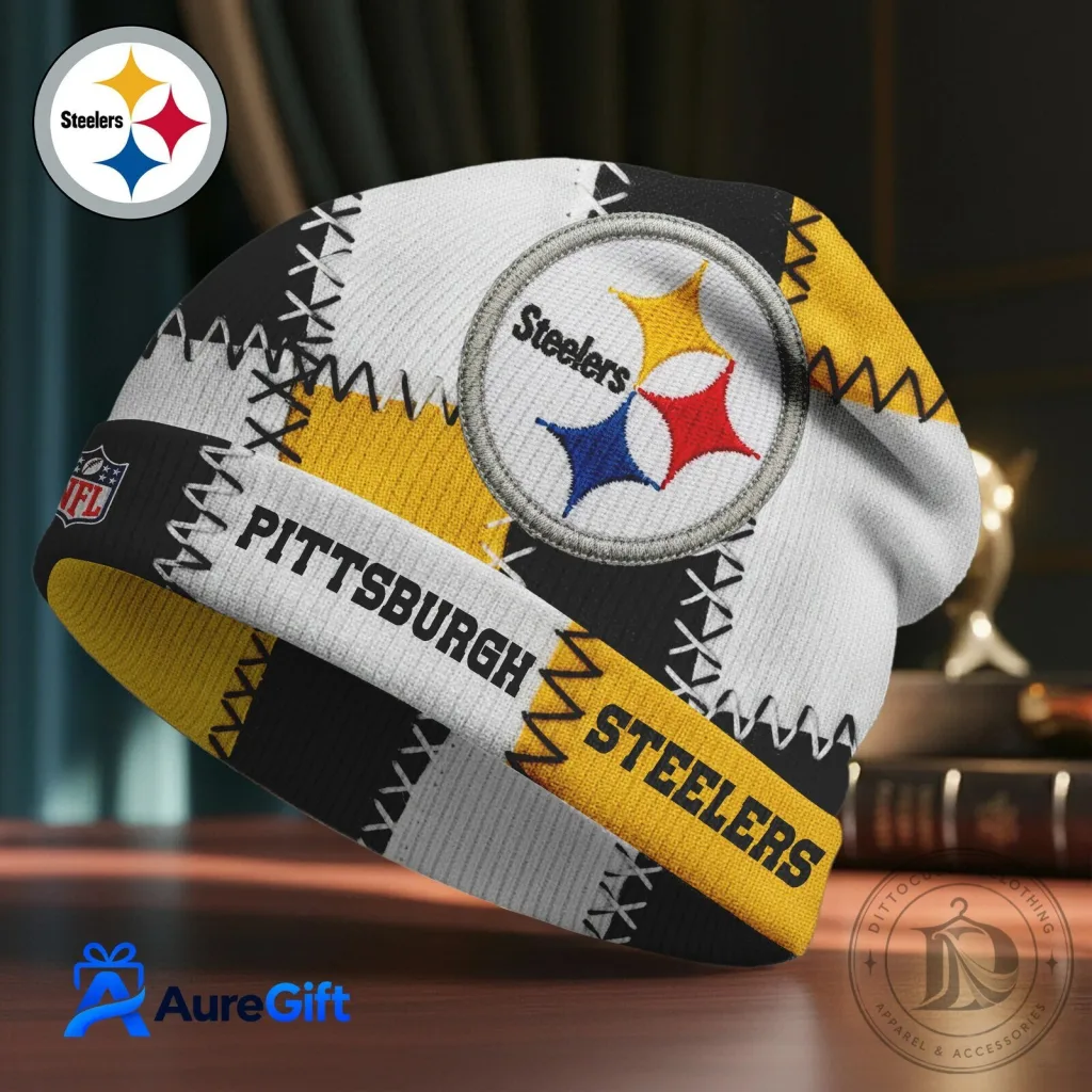 Pittsburgh Steelers National Football League Patchwork Style Beanie Cap Hat Pittsburgh Steelers National Football League Patchwork Style Beanie Cap Hat