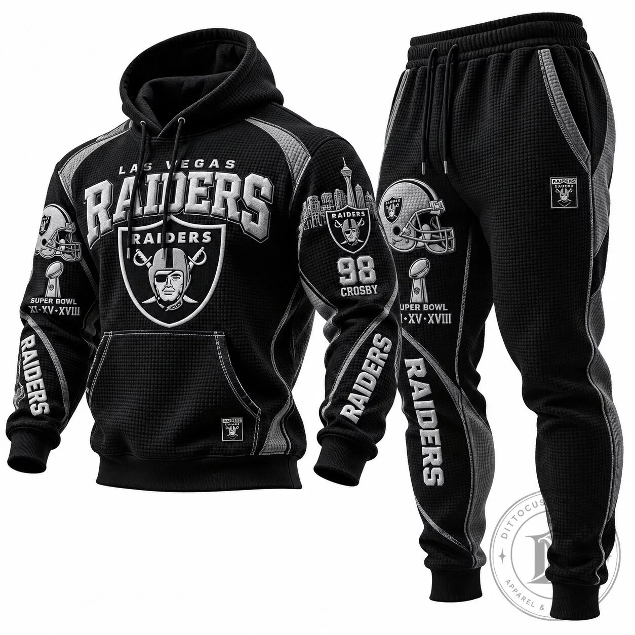 Las Vegas Raiders Super Bowl Champions Black Waffle Knit Hoodie